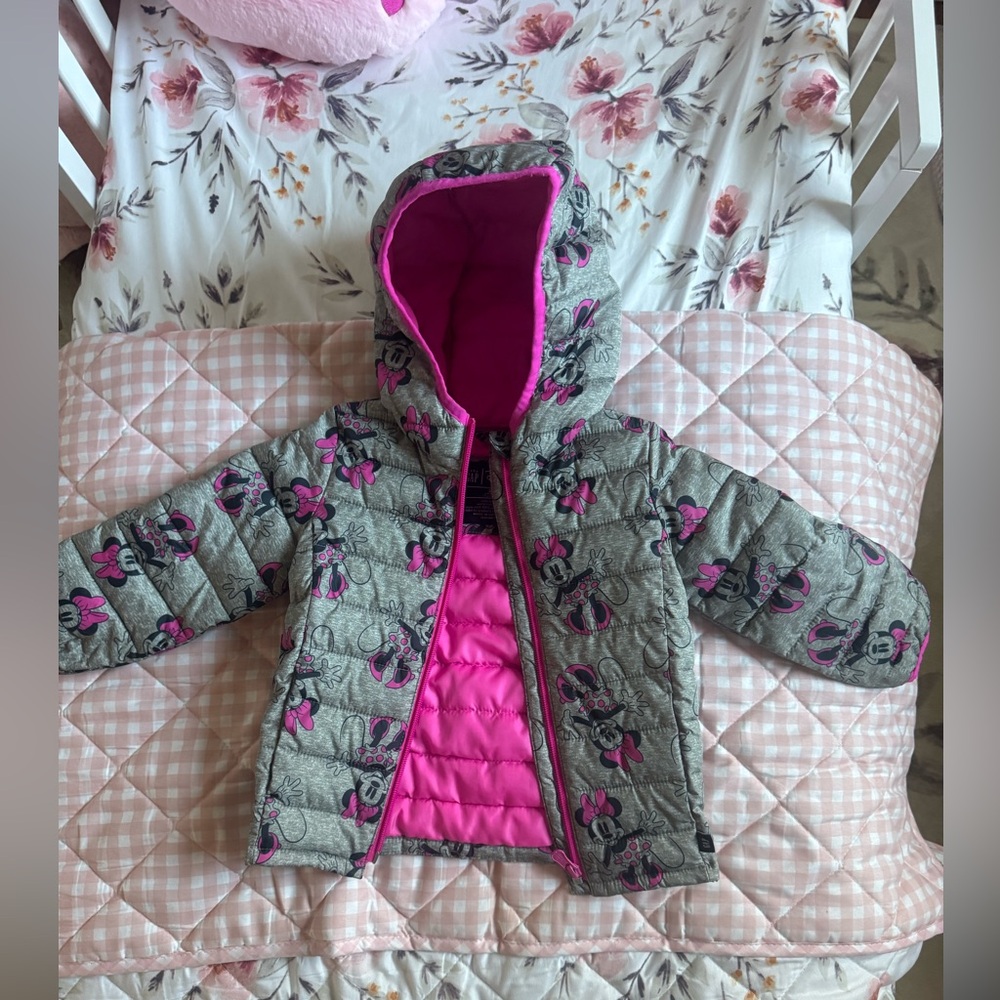 GAP Gray and Pink Kids Puffer Jacket